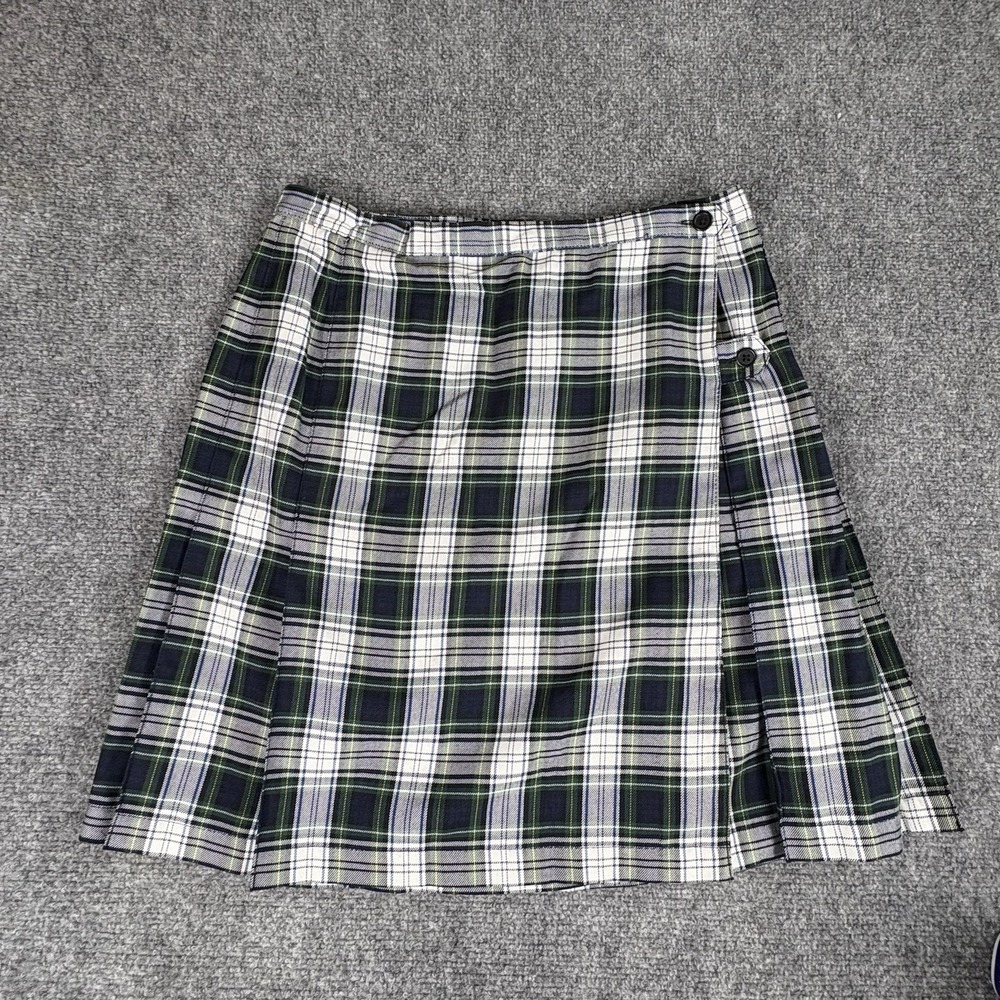 Vintage gY2K Lands'‎ End Skirt 8 Plaid Wrap Academia School Girl Preppy Grunge